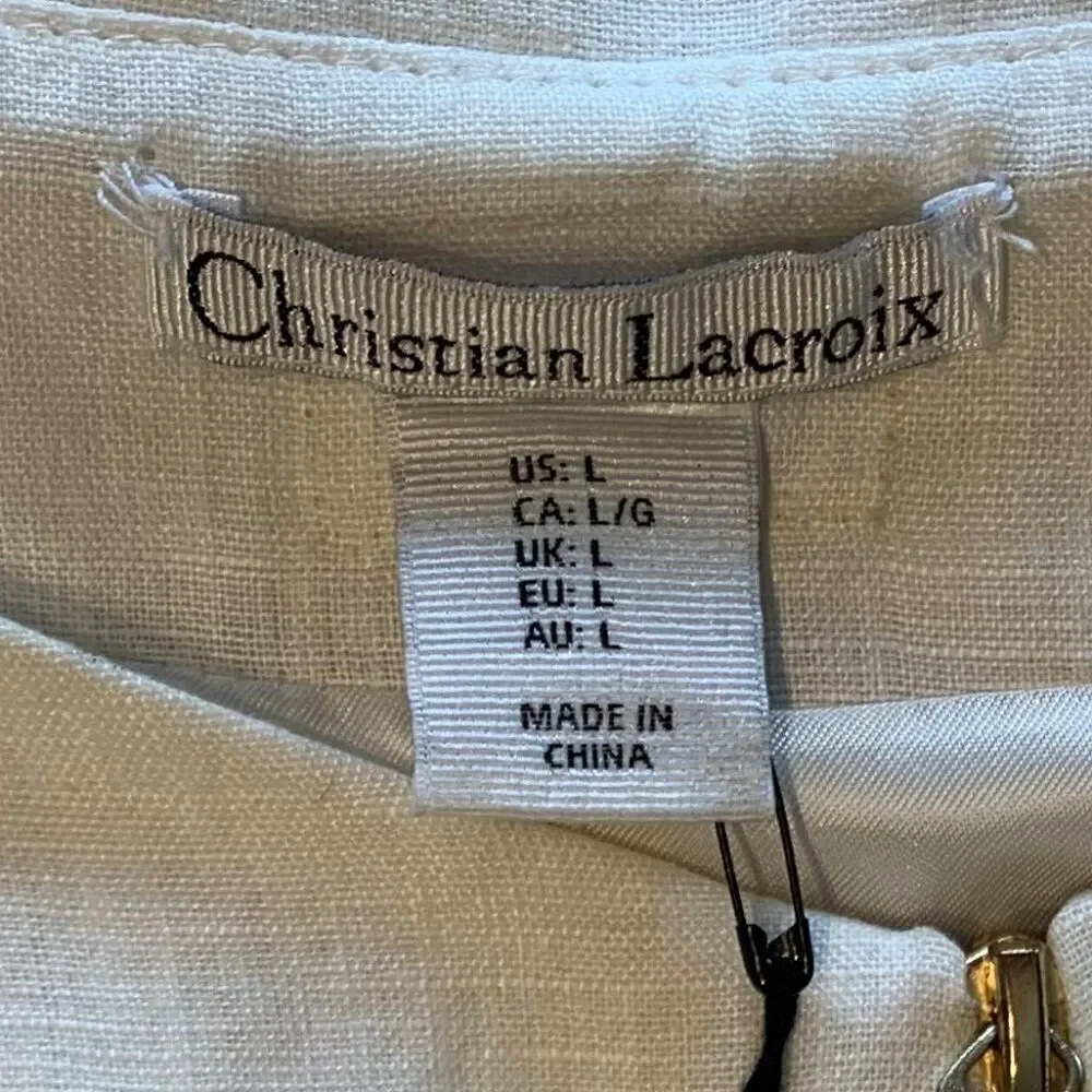 White Zip-Front Linen A-Line Dress - Picture 2 of 16